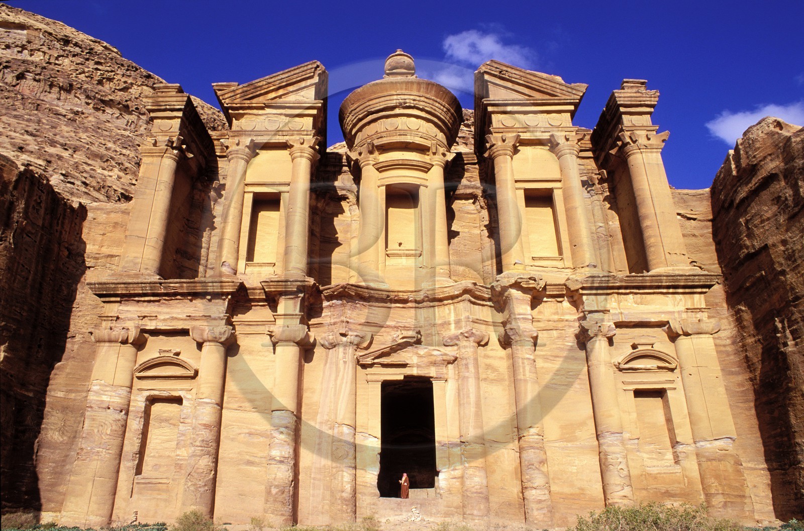 Jordan, Petra, Ed Deir ( the Monastery) sculptured in the stoneware is a structure of 45x42 m of a block