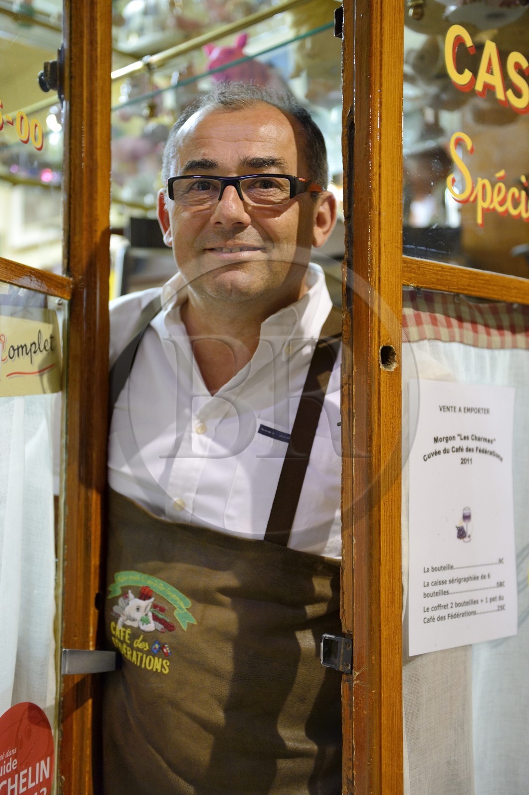 France, Rhone, Lyon, historical site listed as World Heritage by UNESCO, Bouchon Lyonnais (typical and traditional restaurant of Lyon) the Cafe des Federations in Rue Major Martin