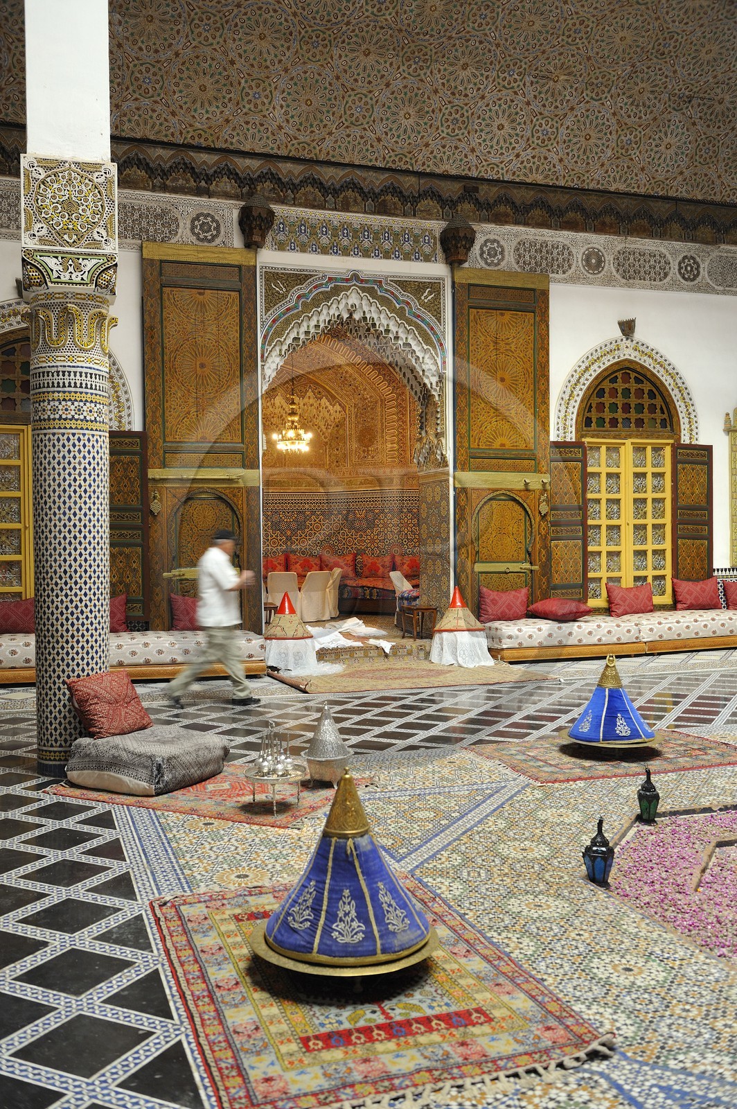 Morocco, Middle Atlas, Fez, Imperial City, Fez El Bali, medina listed as World Heritage by UNESCO, Mnebhi Palace converted into a restaurant nowadays, was the historical place where the Treaty of Fez was signed by Lyautey