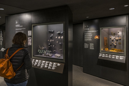 France, Paris, the Monnaie de Paris (Paris Mint) Museum, showcases dedicated to silver and bronze and their coins