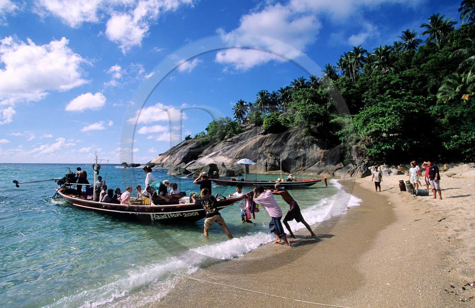 Thaïlande, Archipel îles Samui, Full Moon Party sur l' île de Koh Pha-Ngan, départ en bateau depuis le Sanctuary