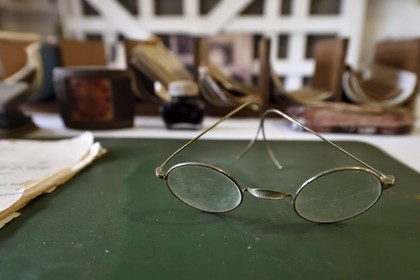 Gabon, Province du Moyen-Ogooué, Lambaréné, l'ancien Hopital Albert Schweitzer devenu musée, le bureau privé d'Albert Schweitzer tel qu'il était le jour de son décès