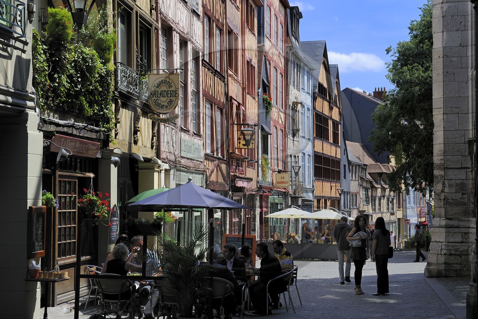France, Seine-Maritime (76), Rouen, la rue médiévale Martainville qui longe l'église Saint-Maclou