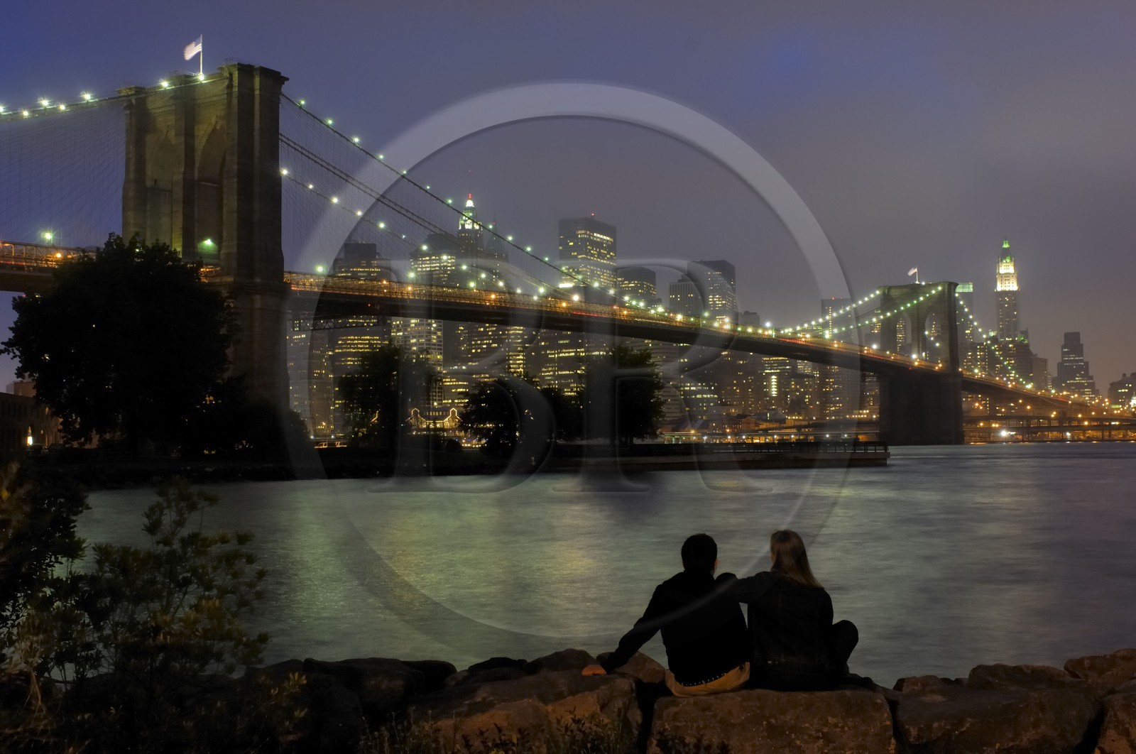Etats-Unis, New York, Manhattan, le Pont de Brooklyn et le sud de Manhattan