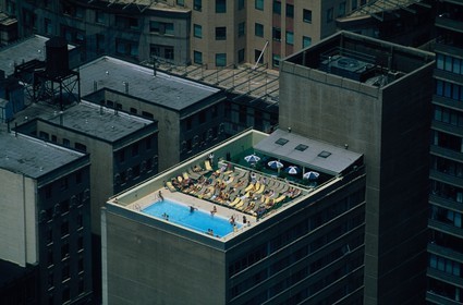 United States, New York City, Manhattan, a swimming-pool on the building's top