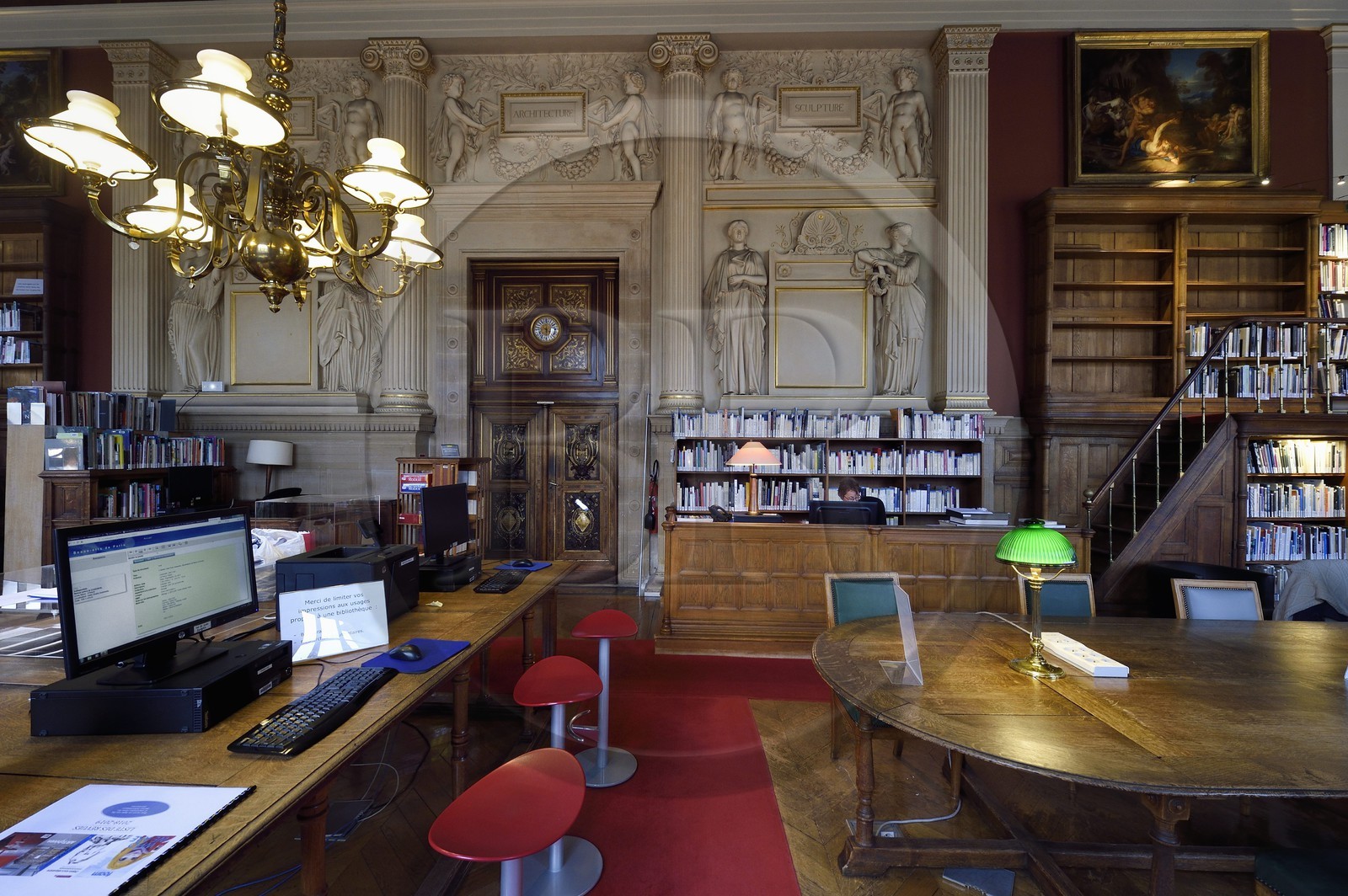 France, Paris, Saint Germain des Pres district, Ecole nationale superieure des Beaux-Arts (Fine Arts school), the library in the Palais des Etudes (Palace of Studies)