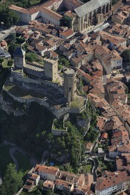 France, Ariège (09), Foix, le château comtal du Xe-XVe siècle (vue aérienne)