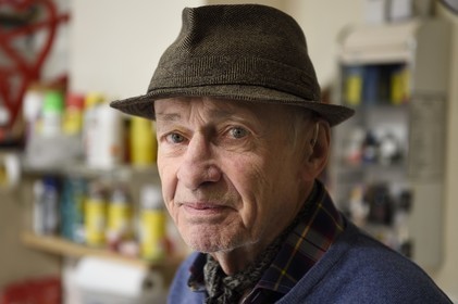 France, Paris, the artiste Jacques Villeglé in his workshop