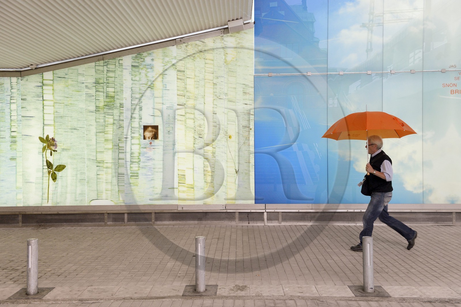 Suède, Comté de Vasterbotten, Umea, hommage à l'écrivaine Sara Lidman dans le tunnel piétonnier et cyclable devant la gare centrale, oeuvre collective avec notamment Gustavo Aguerre