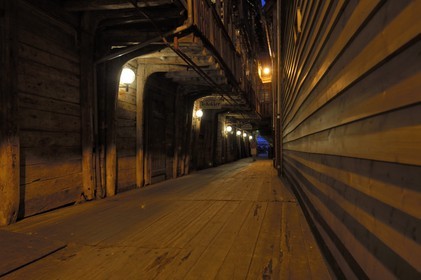 Norvège, comté de Hordaland, Bergen, maisons en bois du quartier de Bryggen, classé Patrimoine Mondial de l'UNESCO, ancien comptoir de la ligue hanséatique (la Hanse)