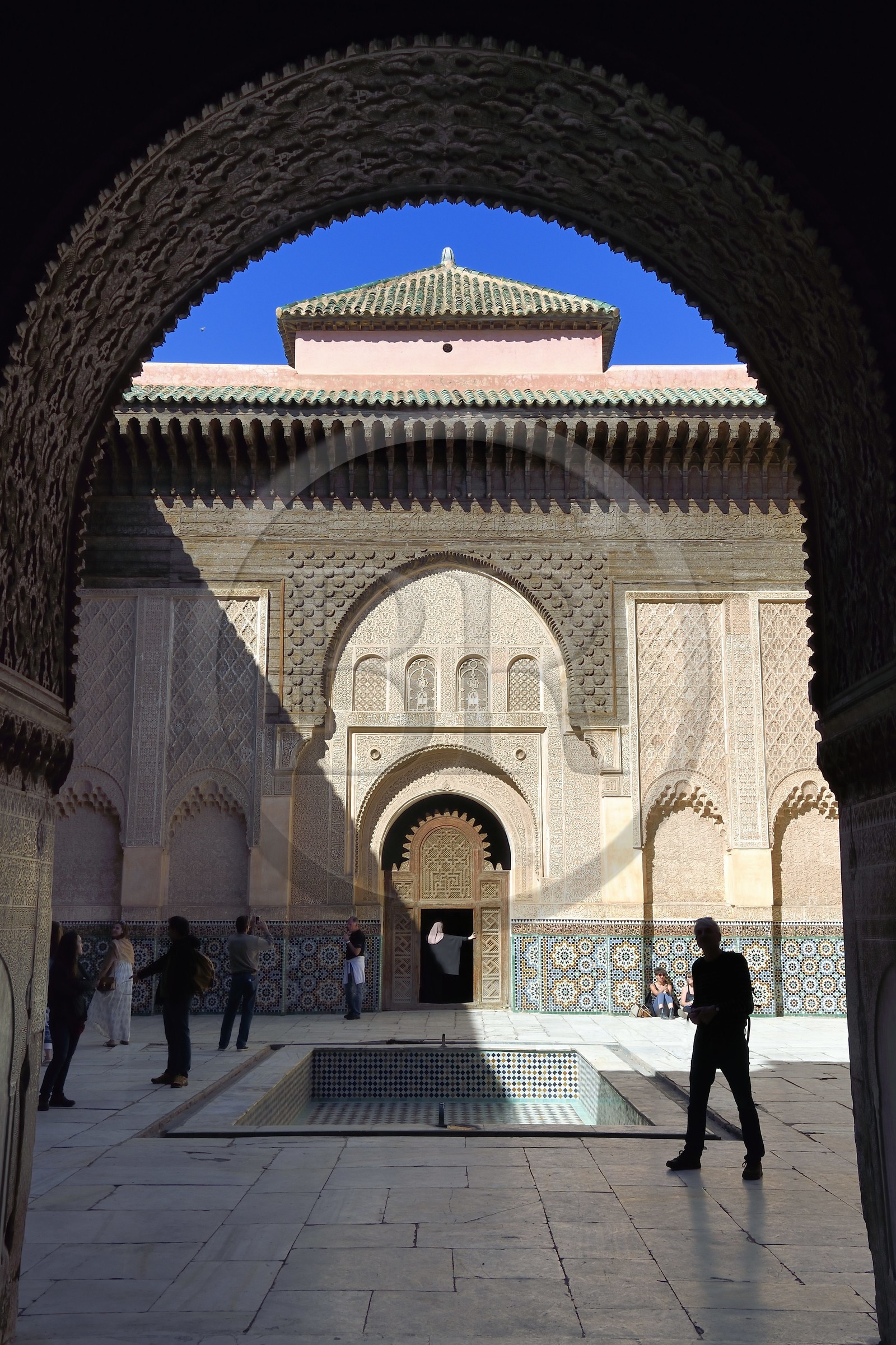 Maroc, Haut-Atlas, Marrakech, ville impériale, Médina classée Patrimoine Mondial de l'UNESCO, la Medersa Ali Ben Youssef (école coranique)