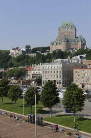 Canada, Quebec Province, Quebec City, Old Town listed as World Heritage by UNESCO, Frontenac Castle from the harbour on Saint Lawrence River