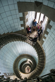 France, Finistère, Abers Country (Pays des Abers), Ile Vierge (Virgin Island) in the Lilia archipelago, the Virgin Island lighthouse, interior staircase of the tallest lighthouse in Europe at 82.5 meters