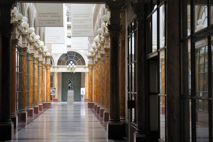 France, Paris (75), Galerie Colbert (1826), statue Eurydice piquée par un serpent par Nanteuil-Lebeuf dit Nanteuil au centre de la rotonde