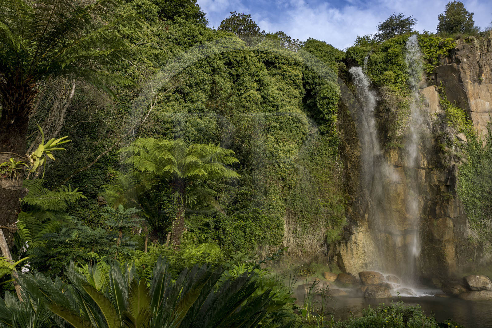 France, Loire-Atlantique (44), Nantes, quartier de Chantenay, le Jardin Extraordinaire, parc public situé dans l'ancienne Carrière de Miséry avec sa cascade artificielle de 25 m de haut
