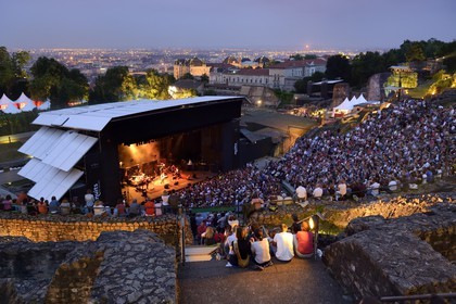France, Rhone, Lyon, historical site listed as World Heritage by UNESCO, colline de Fourviere, Roman theatre, concert at the Nuits de Fourvieres