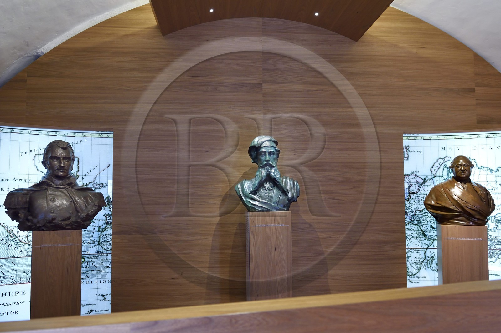 France, Var, Saint-Tropez, 16th century citadel, Museum of St. Tropez Maritime History, three major sailors from Saint-Tropez, Hippolyte Bouchard (1780 - 1837), Jean-François Allard (general) (1785-1839) and Pierre-André de Suffren (1729-1788)