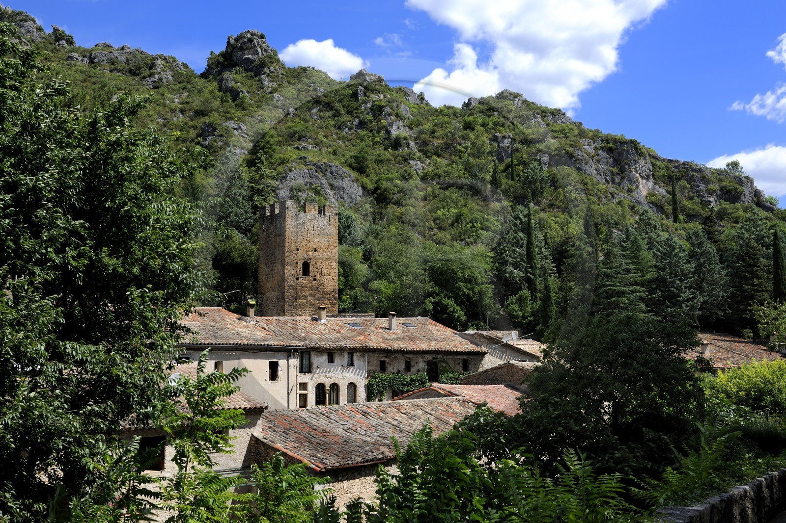 France, Hérault (34), village médiéval de Saint-Guilhem-le-Désert, labellisé Les Plus Beaux Villages de France, la Tour des Prisons