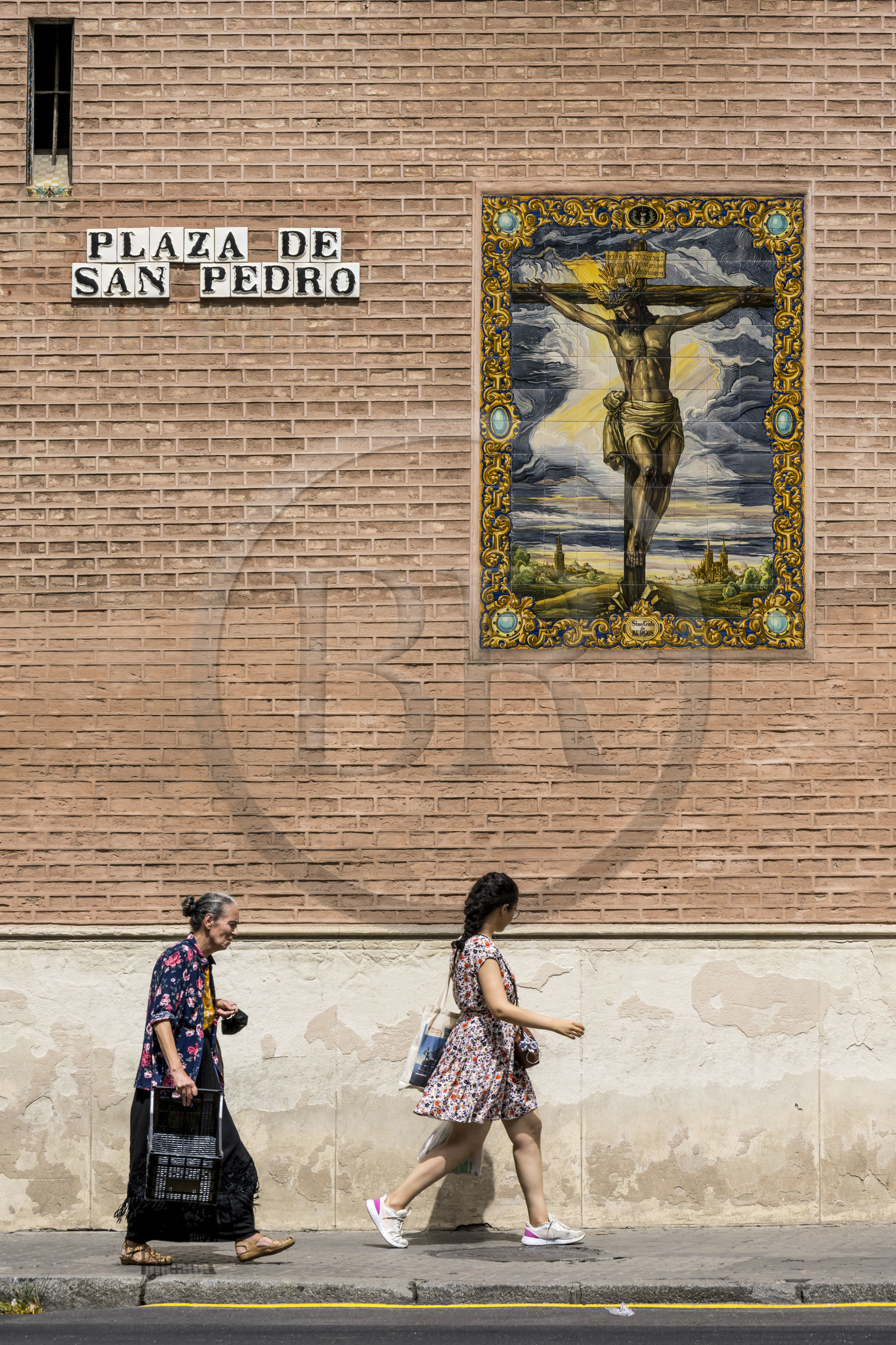 Espagne, Andalousie, Séville, plaza de San Pedro, église Saint-Pierre (Iglesia de San Pedro) du XIVe siècle et de style gothique-mudéjar