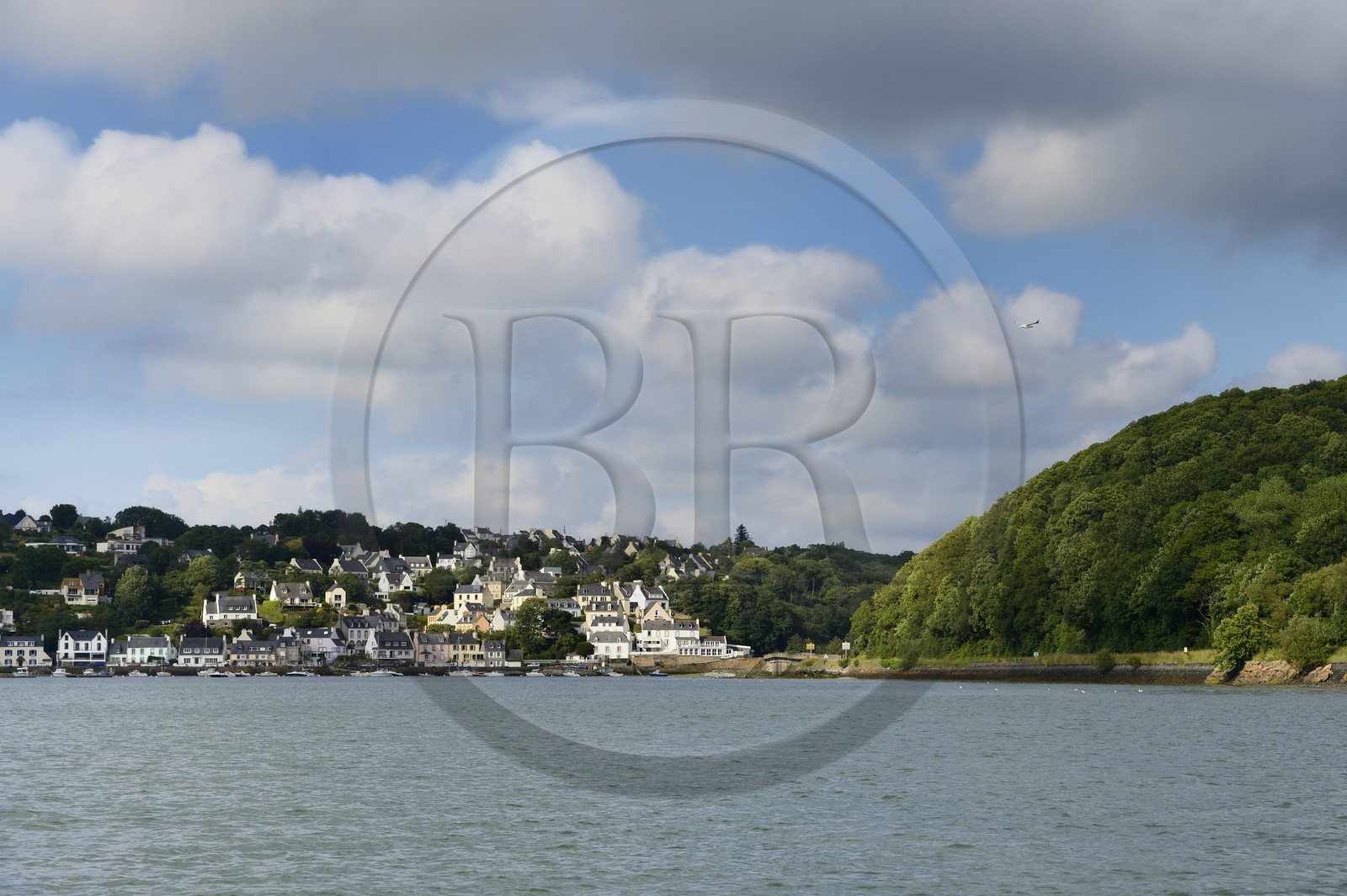 France, Finistere, the Morlaix harbour and the port of Le Dourduff in the background