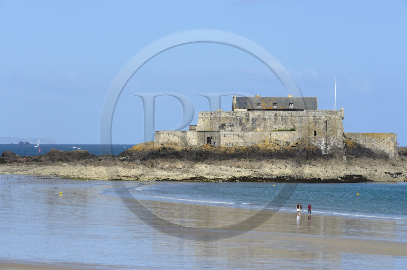 France, Ille-et-Vilaine (35), côte d'émeraude, Saint-Malo, Fort national construit par Vauban et Garangeau au XVIIème siecle