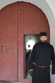France, Var (83), Iles d'Hyères, parc national de Port Cros, Ile de Porquerolles, le Monastère orthodoxe Sainte-Marie dans l'ancien fort de la Repentance, le Père Pantelimon