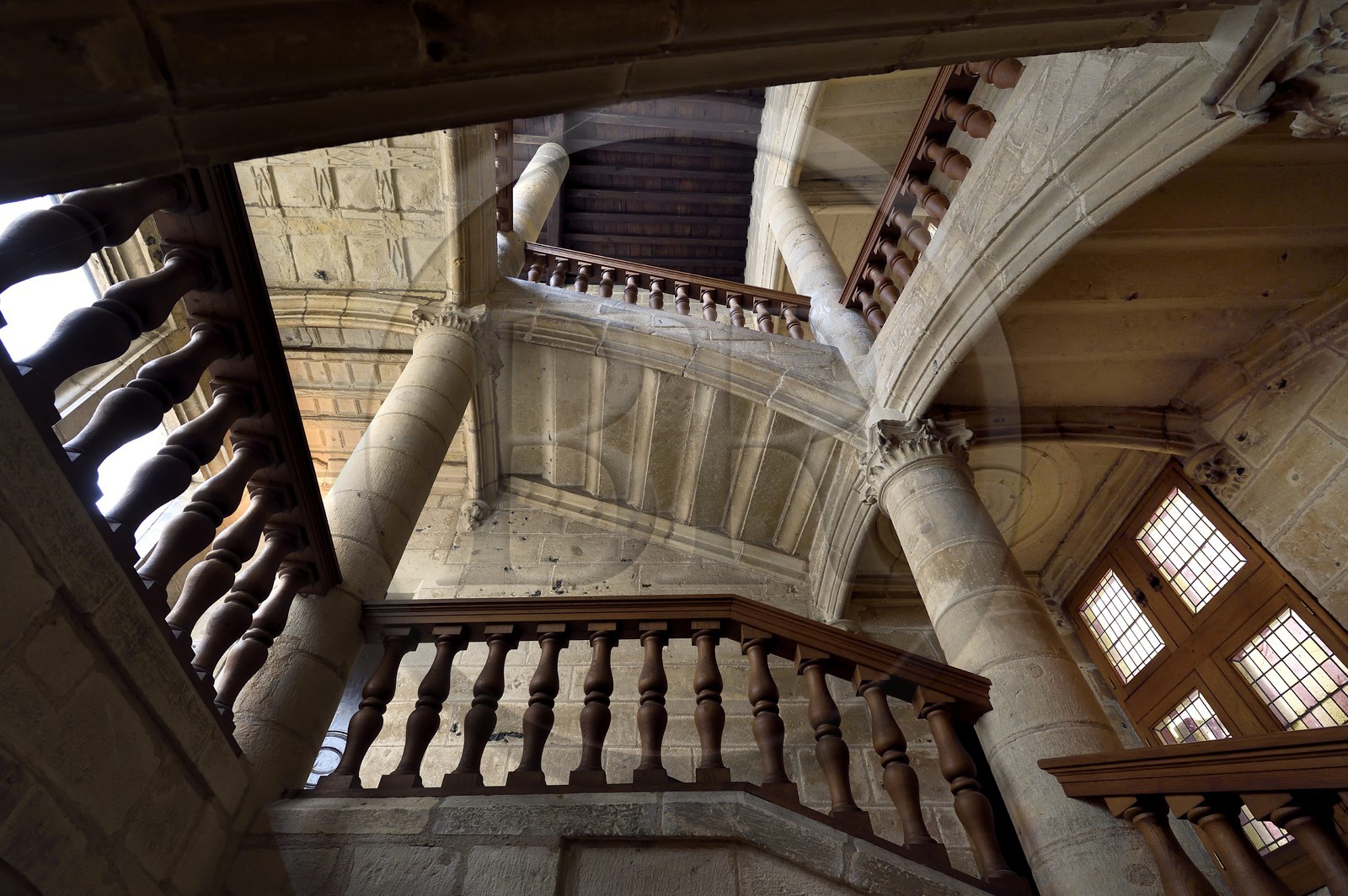 France, Dordogne, White Perigord, Perigueux, Renaissance staircase of the Hotel de Saint-Astier in the rue de la Misericorde