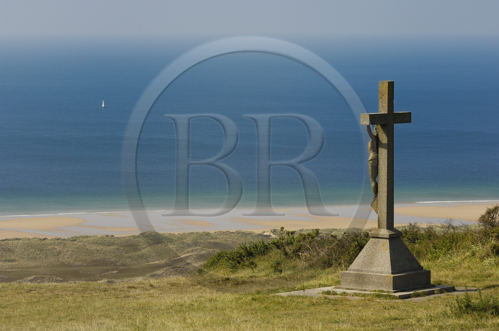 France, Manche, Cotentin, La Hague, cove of Vauville, calvaire des dunes (dunes calvary)