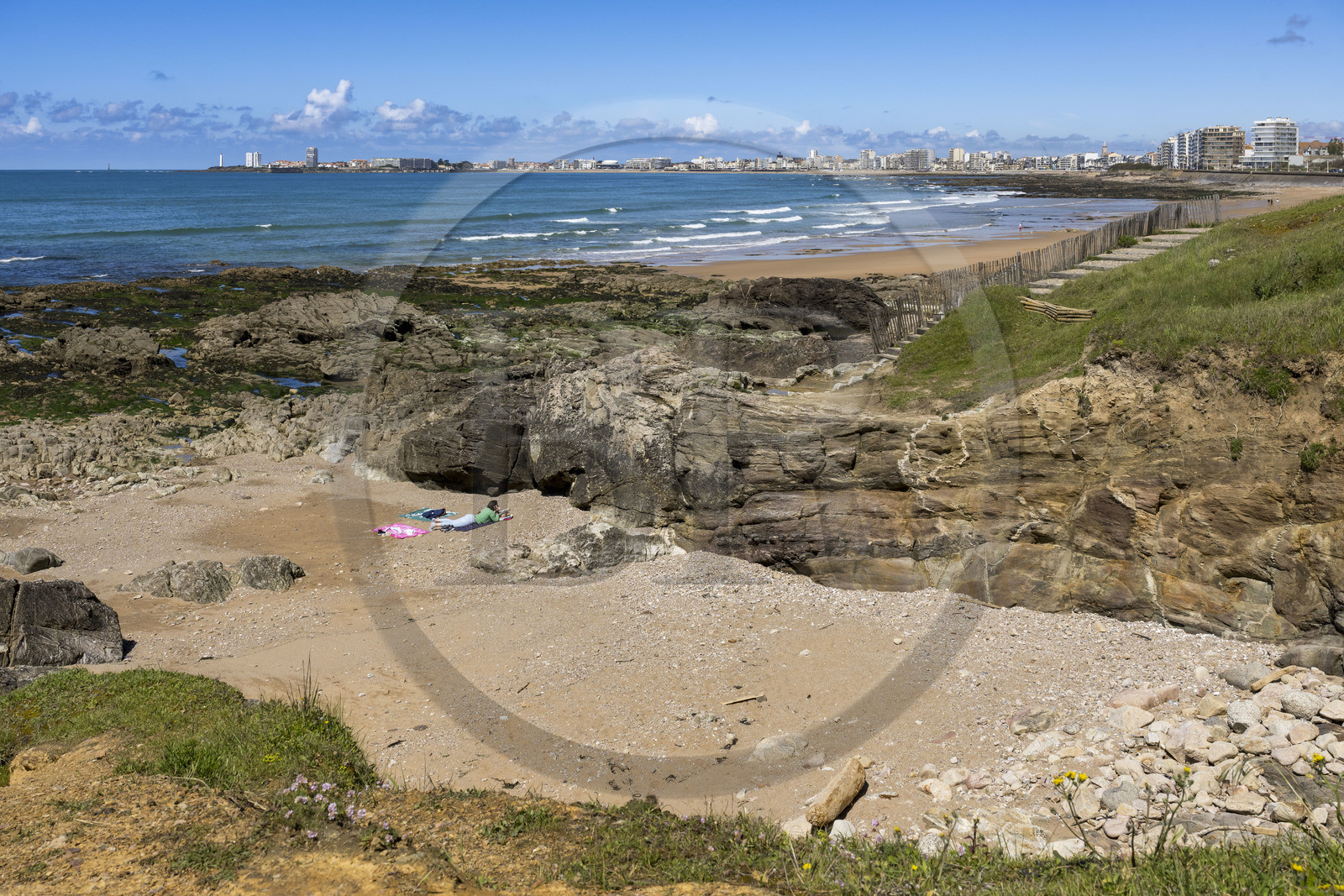 France, Vendée (85), Les-Sables-d'Olonne, le front de mer et grande plage de Tanchet