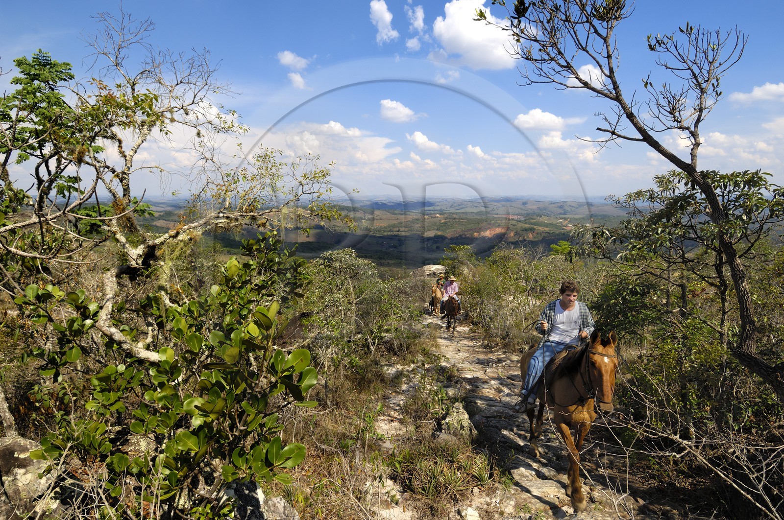 Brésil, Etat du Minas Gerais, Tirandentes, cavaliers sur l'ancienne route de l'or (Estrada Real)