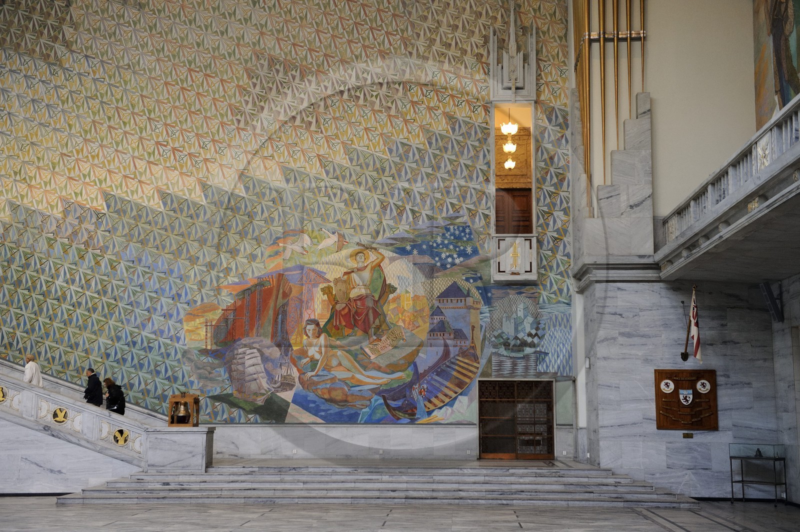 Norvège, Oslo, l'hôtel de Ville (Radhuset), salle de l'Hôtel de ville d'Oslo où est remis chaque année le Prix Nobel de la Paix