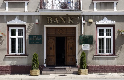 Poland, Lesser Poland, bank in the small town of Stary Sacz