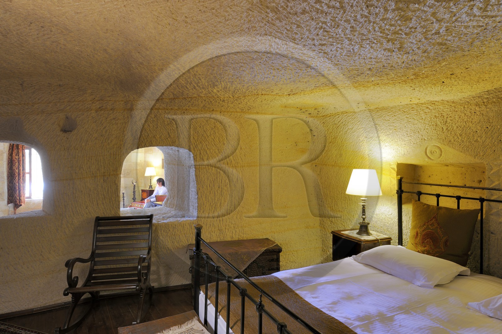 Turquie, Anatolie Centrale, province de Nevsehir, Cappadoce classée Patrimoine Mondial de l'UNESCO, Ürgüp, hôtel de luxe Yunak Evleri dans les anciennes maisons troglodytiques