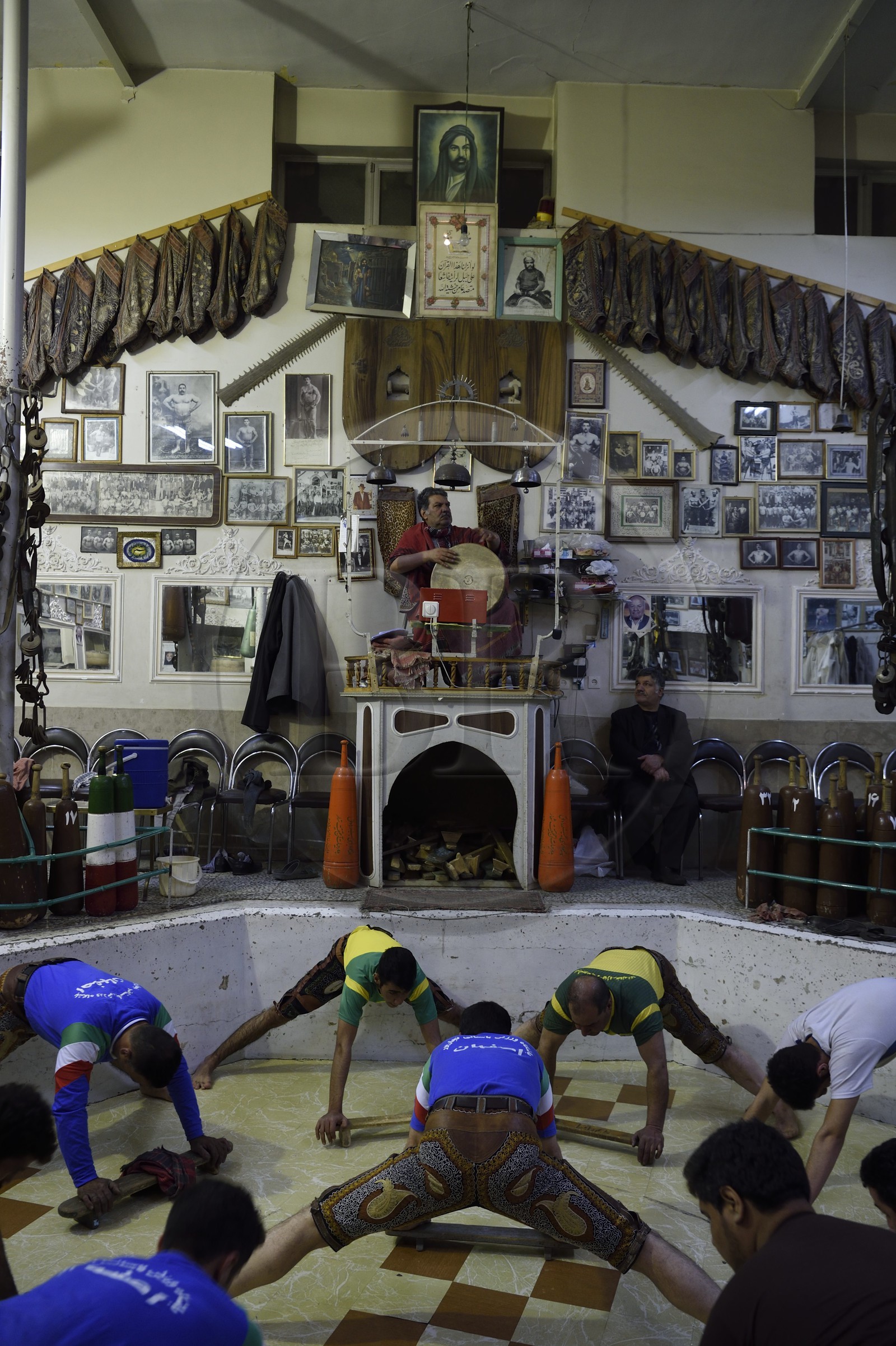 Iran, Isfahan Province, Isfahan, home of force (Zurkhaneh) where traditional Iranian national sport called Varzesh-e Pahlavani (Pahlevani and zoorkhaneh rituals) is practiced