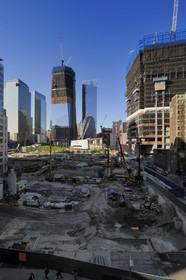 Etats-Unis, New-York, Manhattan, reconstruction du site de Ground Zero avec le One World Trade Center (Freedom Tower)