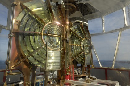 France, Manche, Val de Saire, Pointe de Barfleur, the lighthouse, Fresnel lens