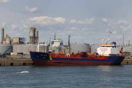Canada, Quebec Province, industrial port along the Saint Lawrence River