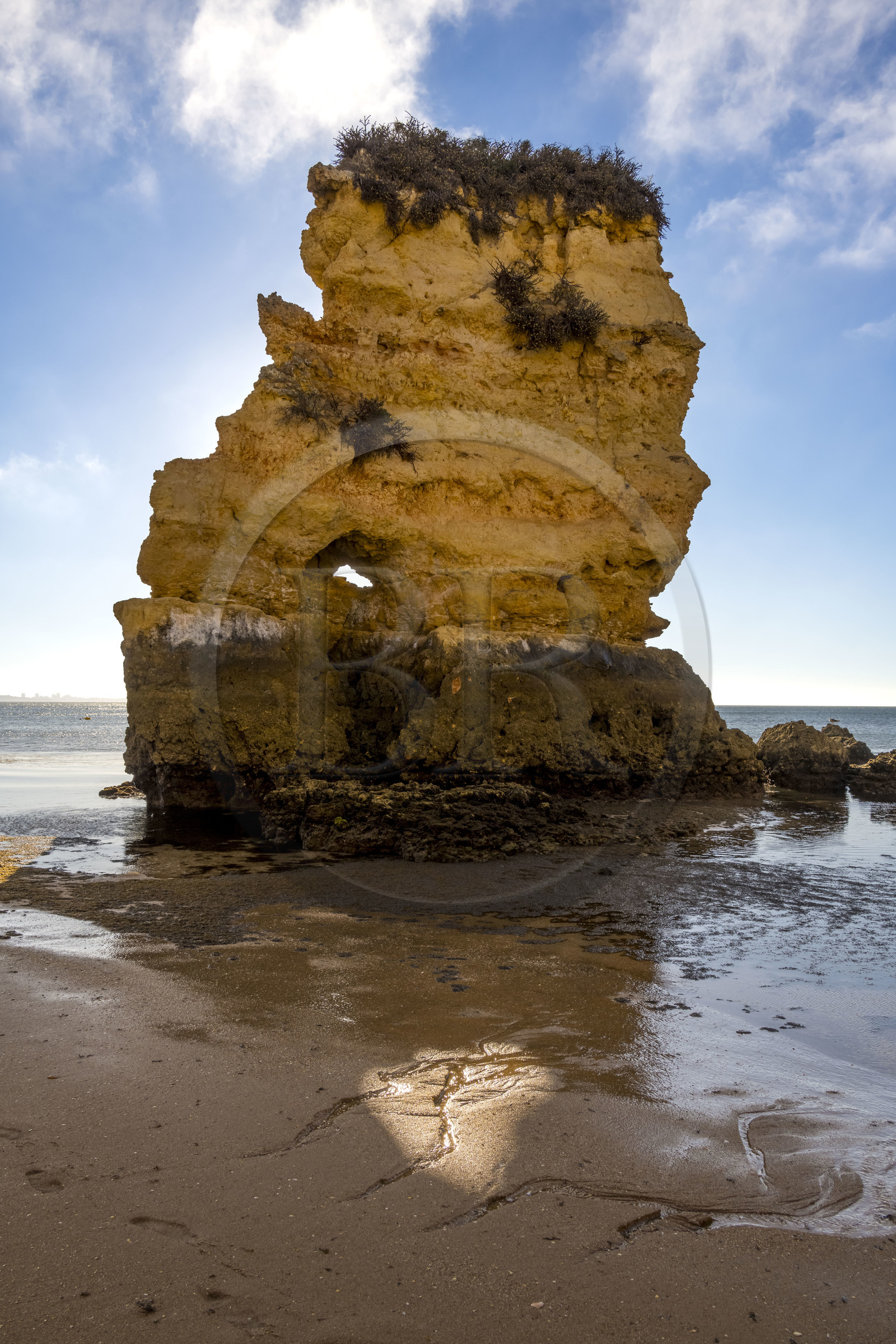 Portugal, Algarve, Lagos, la plage de Praia Dona Ana bordée par des falaises escarpées