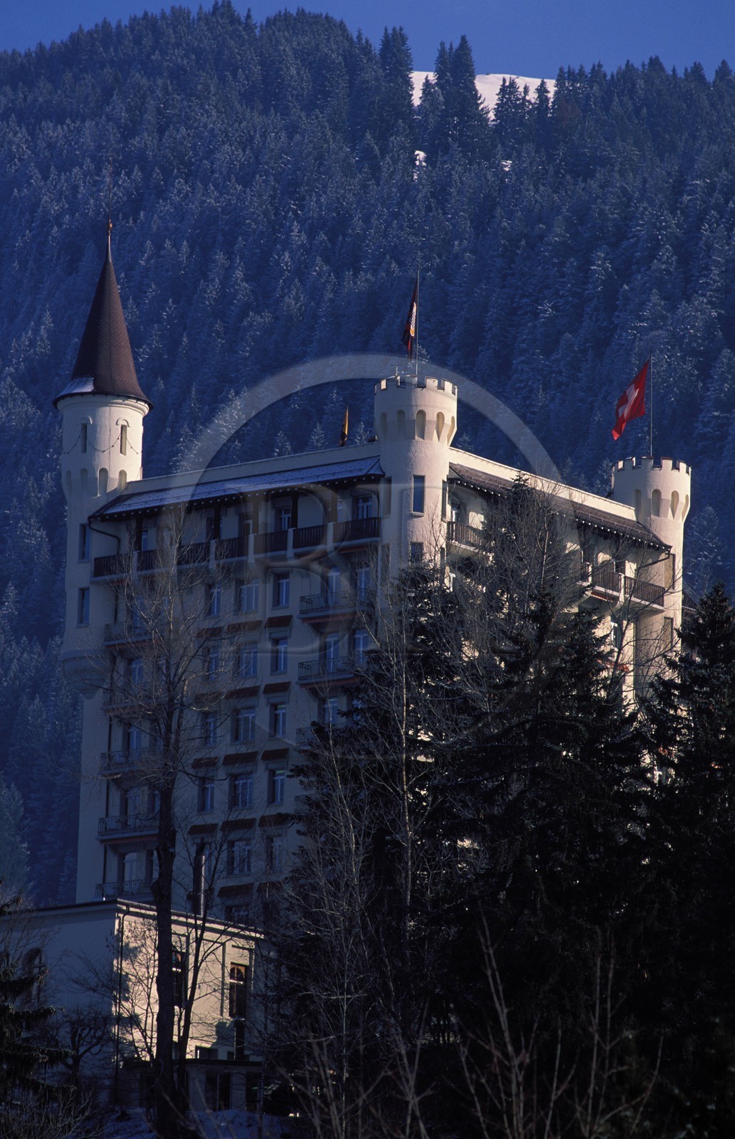 Switzerland, region of Bern (Bernese Oberland), Saanenland, Gstaad, Palace Hotel under the snow