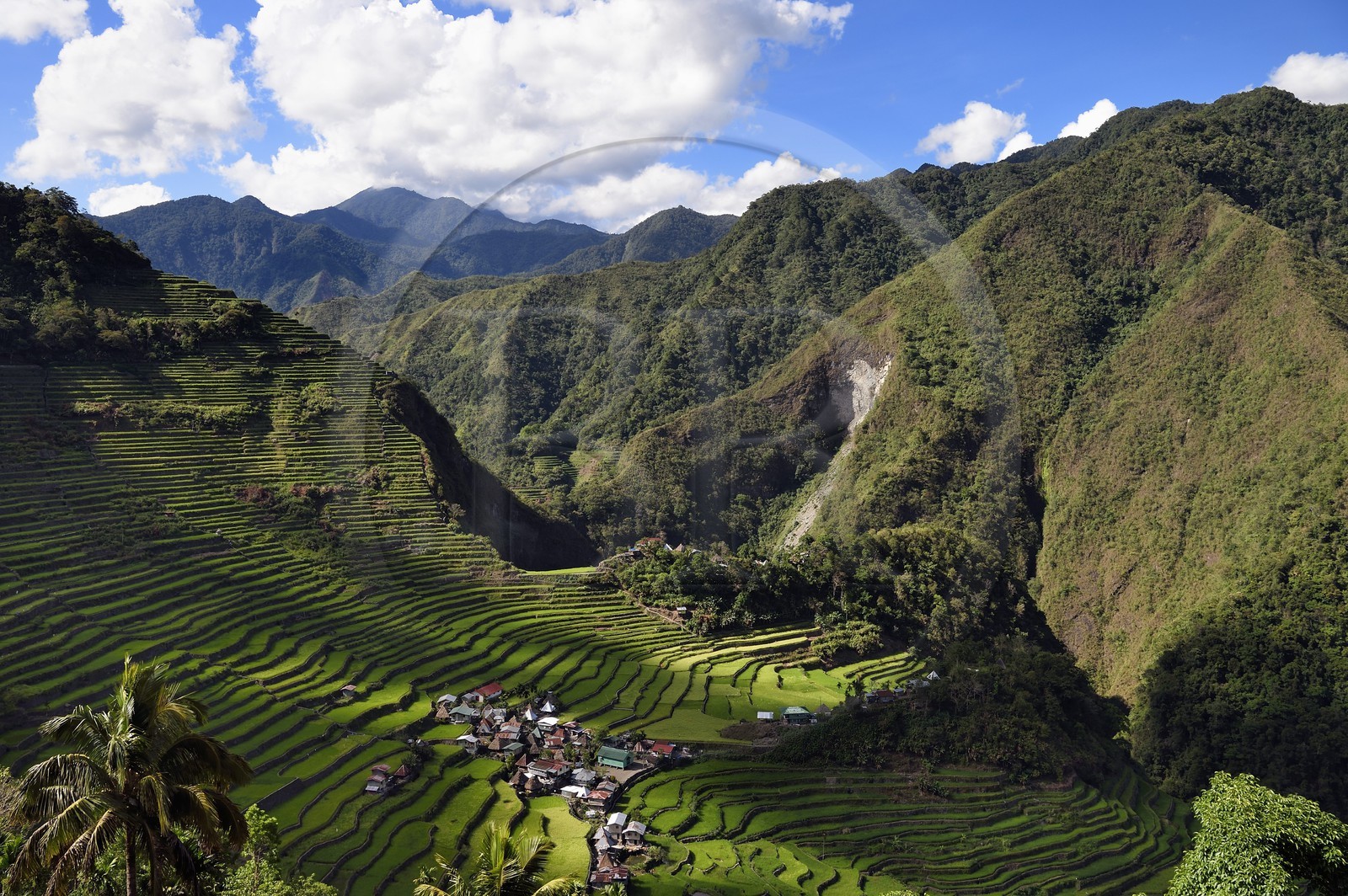 Philippines, Ifugao province, Banaue rice terraces around the village of Batad, listed as World Heritage by UNESCO, fed by an ancient irrigation system from the rainforests above the terraces