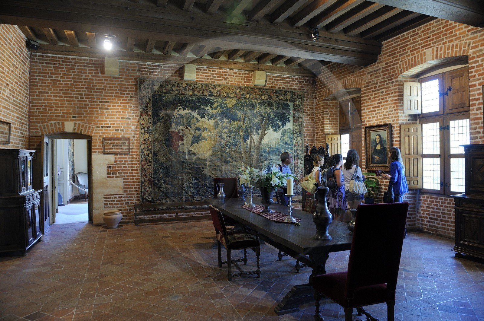 France, Indre-et-Loire (37), vallée de la Loire classée Patrimoine Mondial par l'UNESCO, Amboise, château du Clos Lucé (dernière demeure de Léonard de Vinci), la pièce de réception