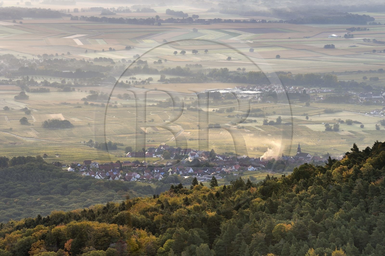 France, Bas Rhin, Mont Saint Odile, the village of Saint-Nabor at the foot of the Vosges