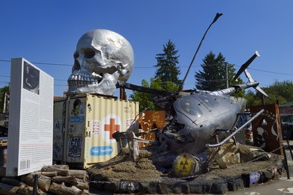 France, Rhone, Saint-Romain-au-Mont-d'Or, the Abode of Chaos (la Demeure du Chaos), the artwork is based around the endless transformation of the artist Thierry Ehrmann's 17th century home into a replica war zone at the image of this world
