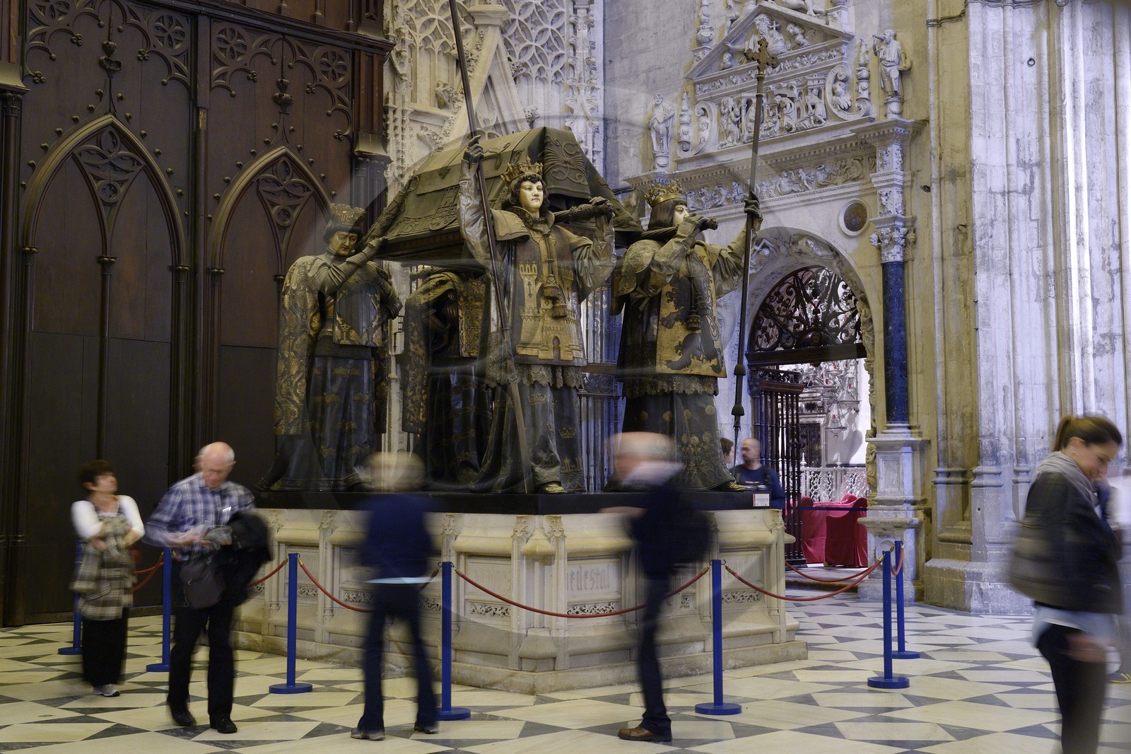 Spain, Andalusia, Seville, the cathedral, listed as World Heritage by UNESCO, Christopher Columbus (Colon mausoleo) mausoleum