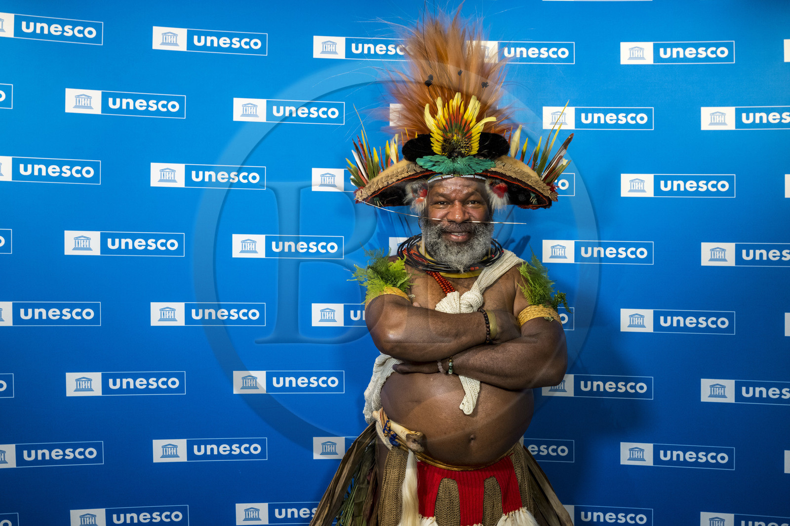 France, Paris (75), siège de l'UNESCO, conférence à l'Université de la Terre du 25 novembre 2022, le chef Papou Mundiya Kepanga