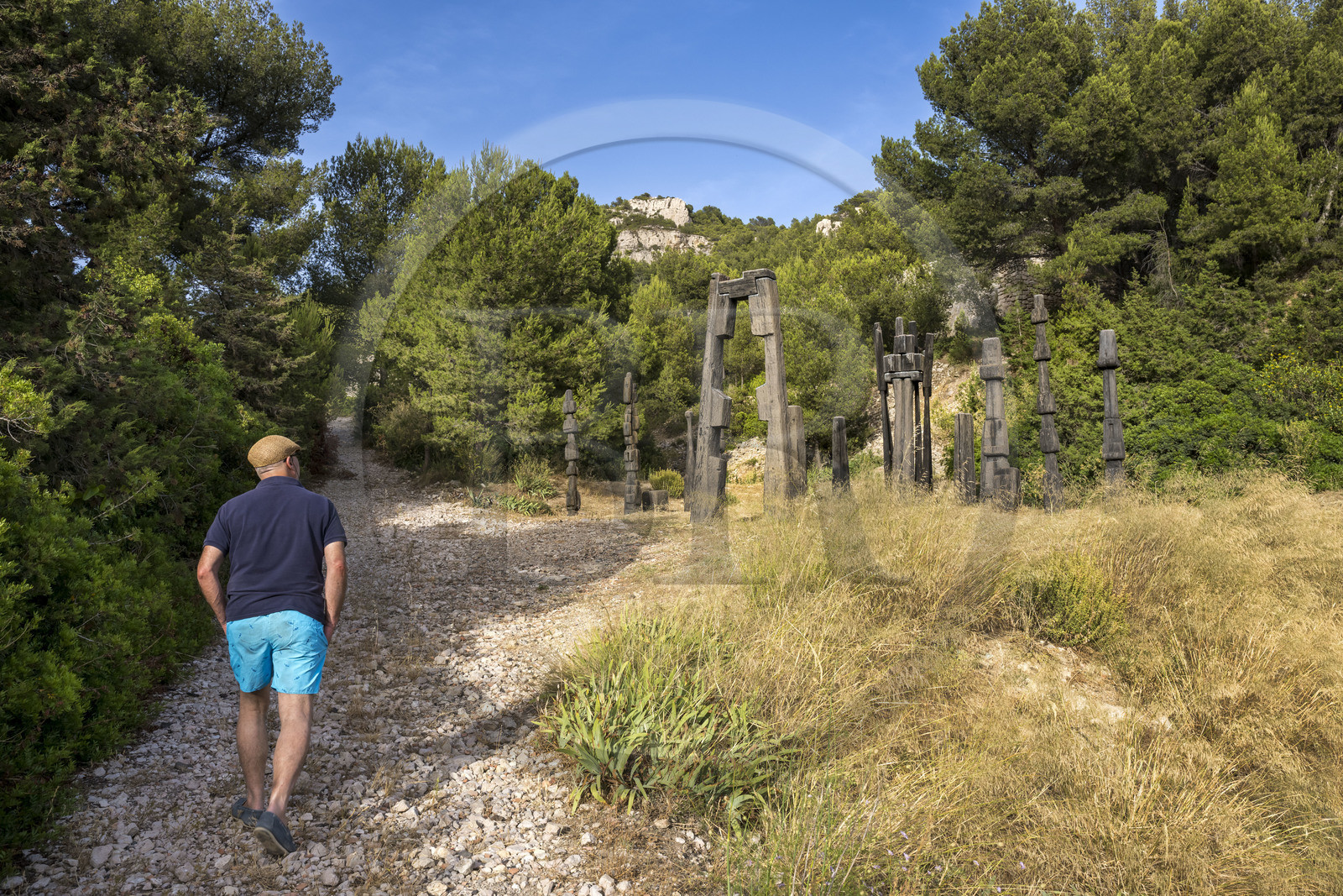 France, Bouches du Rhone, Marseille, Goudes district, La Friche de l'Escalette in the ruins of an old lead processing plant, Summer in the Forest (1964-1966) by artist François Stahly