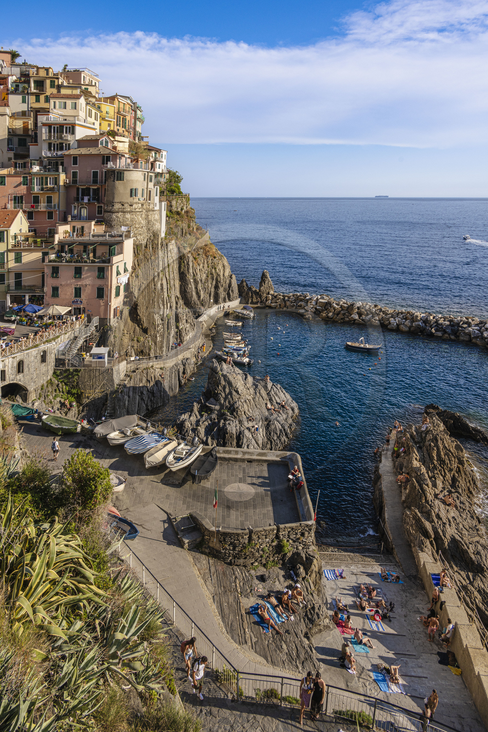 Italy, Liguria, Cinque Terre National Park listed as World Heritage by UNESCO, village of Manarola and its harbour