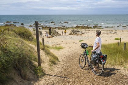 France, Vendée (85), île de Noirmoutier, Noirmoutier-en-l'Ile, plage des Lutins, randonnée à bicyclette