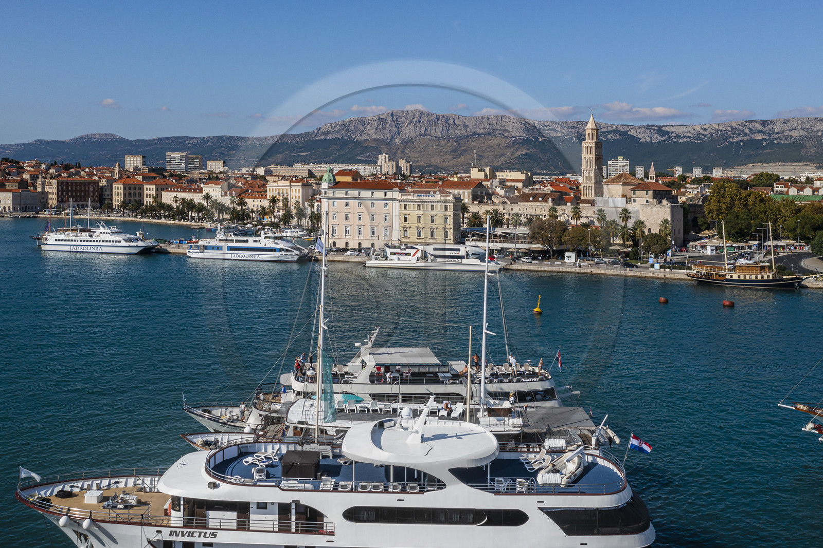 Croatie, Dalmatie, cote dalmate, Split, vieille ville romaine classée Patrimoine Mondial de l'UNESCO (vue aérienne)