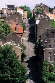 Belgium, Wallonia, Liege, Hors-château street area, the stairs of the Bueren Mountain